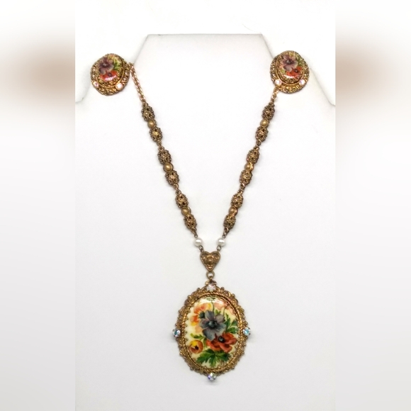 Vintage Western Germany Necklace and Earrings - Picture 2 of 13